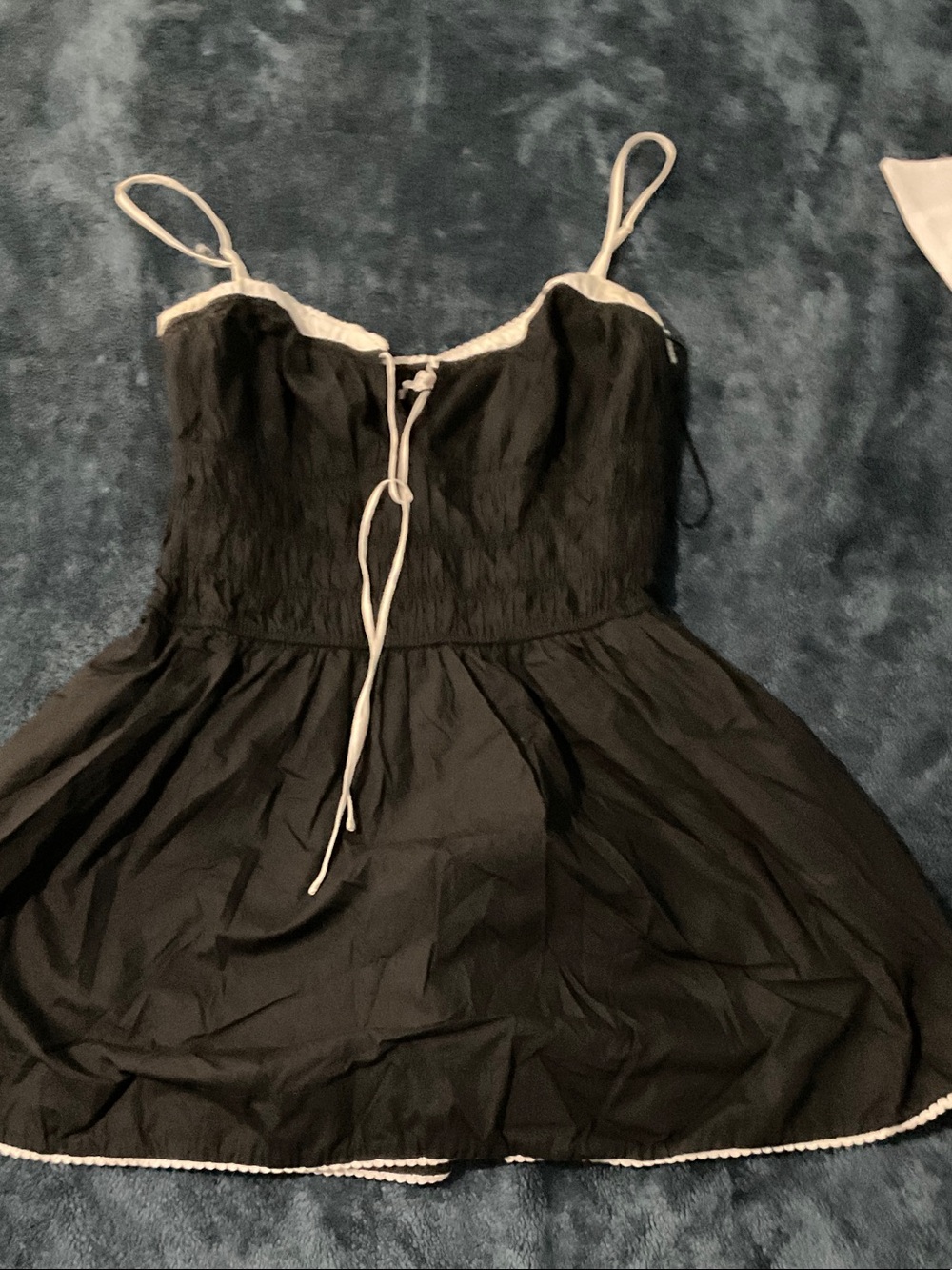 Black Spaghetti Strap Sundress with White Trim